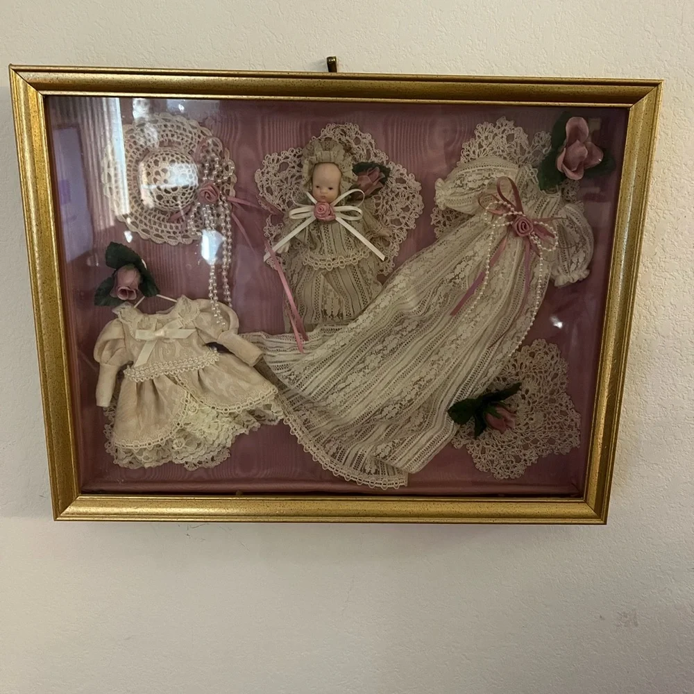 Framed Vintage Doll Dress Display